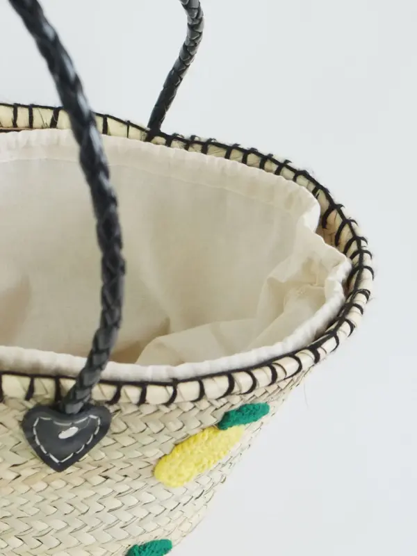 Midi Lemon Zest Raffia Shopper – Handwoven Straw Tote