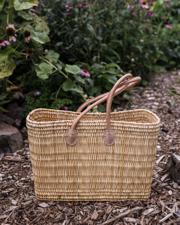 Sophie Tapered Stacking Reed Basket – Short Leather Handles