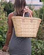 Sophie Tapered Stacking Reed Basket – Short Leather Handles