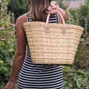 Sophie Tapered Stacking Reed Basket – Short Leather Handles
