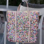 Straw Backpack with Multi-Colored Sequins – Handcrafted Moroccan Backpack with Leather Straps