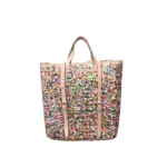 Straw Backpack with Multi-Colored Sequins – Handcrafted Moroccan Backpack with Leather Straps