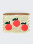 Raffia Oranges Clutch – Handwoven Tan Straw Clutch with Orange