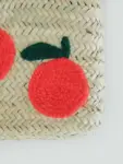 Raffia Oranges Clutch – Handwoven Tan Straw Clutch with Orange