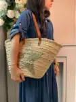 Gold Sequin Star Basket – Handwoven Palm Leaf Tote