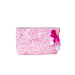 Straw Clutch with Pink Sequins – Handcrafted Moroccan Evening Bag with Removable Wristlet