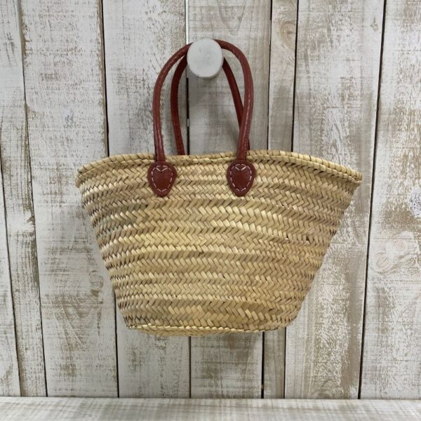 French Market Basket with Deluxe Leather Handle – 3 Colors –