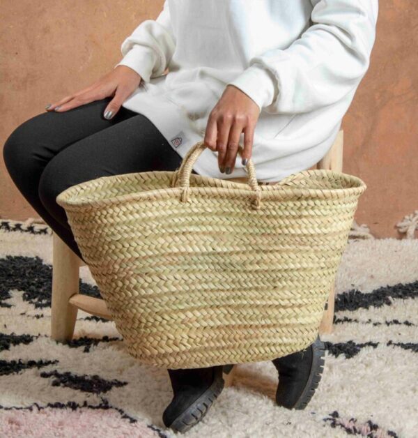 Shopping Straw Basket – Handmade Moroccan Palm Leaf Basket
