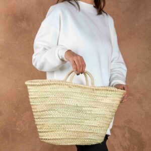Shopping Straw Basket – Handmade Moroccan Palm Leaf Basket