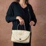 Merzouga Straw Bag – Handmade Black Palm Leaf Bag with Leather