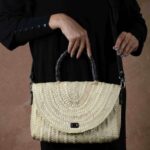 Merzouga Straw Bag – Handmade Black Palm Leaf Bag with Leather