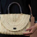 Merzouga Straw Bag – Handmade Black Palm Leaf Bag with Leather