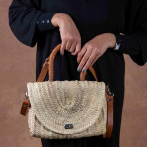 Merzouga Straw Bag – Handmade Palm Leaf Bag with Camel Leather