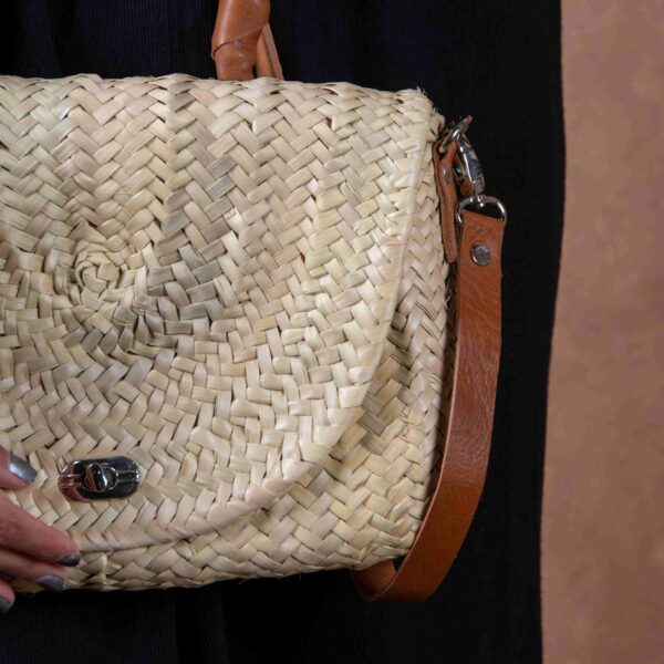 Merzouga Straw Bag – Handmade Palm Leaf Bag with Camel Leather