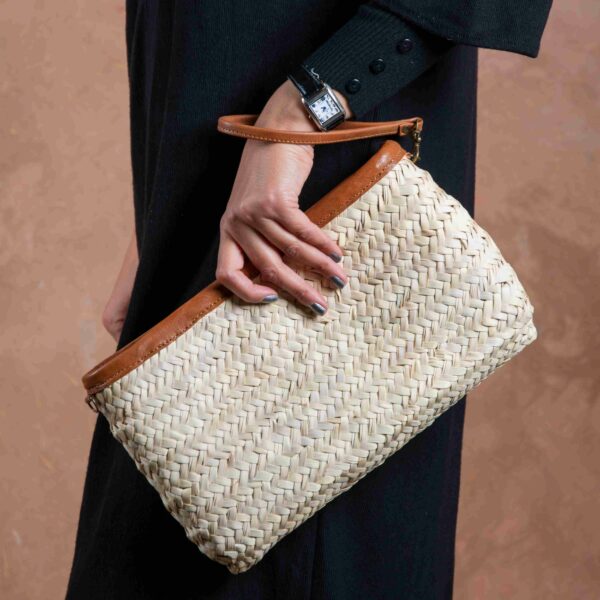 Marrakech Zipper Strap Bag – Handmade Rectangular Palm Leaf