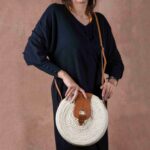 Marrakech Round Palm Leaf Bag – Handwoven Tote with Leather
