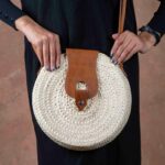 Marrakech Round Palm Leaf Bag – Handwoven Tote with Leather