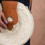 Marrakech Round Palm Leaf Bag – Handwoven Tote with Leather