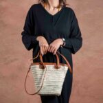 Flare Zipper Straw Bag – Chic Doum Palm Bag with Double Leather