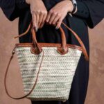 Flare Zipper Straw Bag – Chic Doum Palm Bag with Double Leather