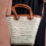 Flare Zipper Straw Bag – Chic Doum Palm Bag with Double Leather