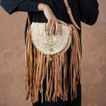 Bohemian Fringe Straw Bag – Natural Doum Palm Bag with Leather