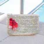 Straw Clutch with Gold and Silver Sequins – Handcrafted Moroco