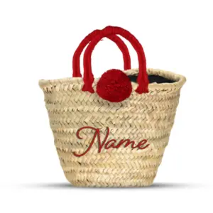 French Market Basket – Handwoven Moroccan Palm Leaf Tote