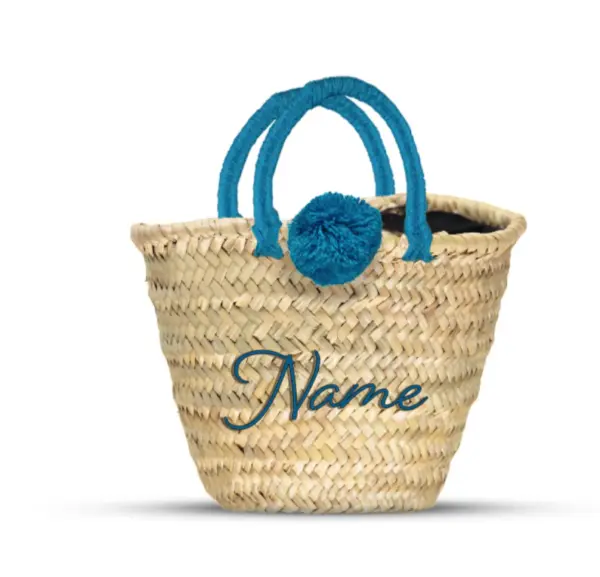 French Market Basket – Handwoven Moroccan Palm Leaf Tote