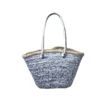 Medium Straw Shoulder Bag – Handcrafted Moroccan Tote with White & Silver Sequins