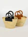 Tan Raffia French Shopper – Round Handle Tote Handmade
