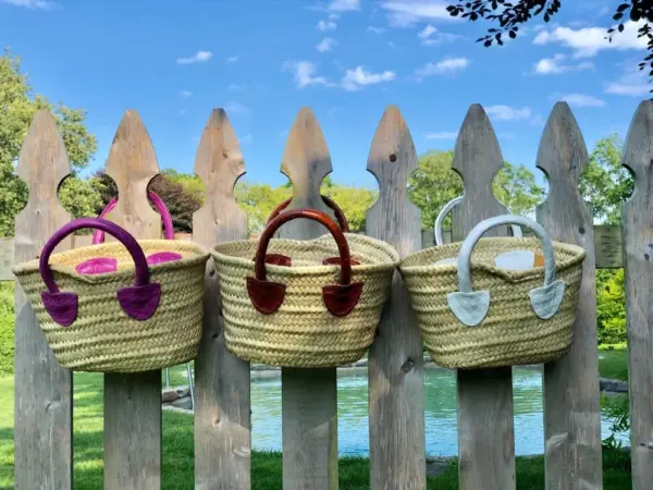 Mini French Market Tote – Handmade Straw Bag with Alligator