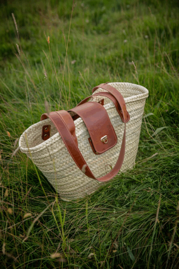 Luxury Personalized Wicker Tote Bag – Handcrafted Leather