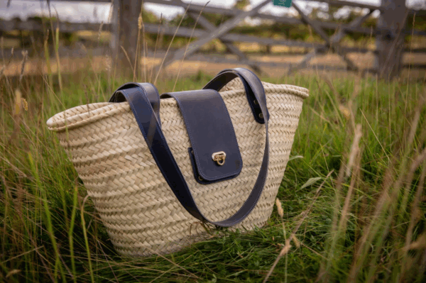 Luxury Personalized Wicker Tote Bag – Handcrafted Leather