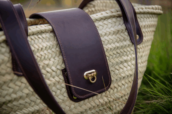 Luxury Personalized Wicker Tote Bag – Handcrafted Leather