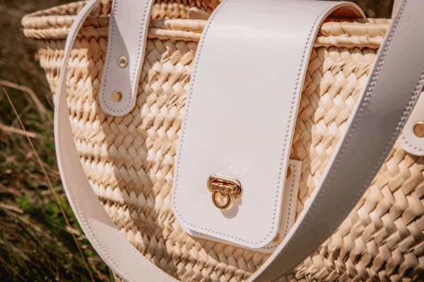 Luxury Personalized Wicker Tote Bag – Handcrafted Leather