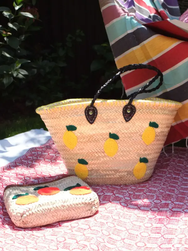 Midi Lemon Zest Raffia Shopper – Handwoven Straw Tote