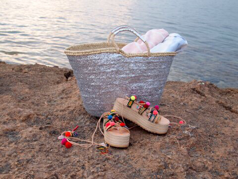 Sequins Palm Basket – Handmade Glam Basket with Gold or Silver Sequins