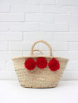 Mini Palm Baskets with Pompoms – Handmade Moroccan Storage or Gift Basket