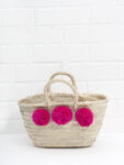 Mini Palm Baskets with Pompoms – Handmade Moroccan Storage or Gift Basket