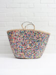 Sequins Palm Basket – Handmade Glam Basket with Gold or Silver Sequins