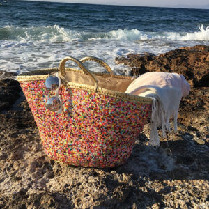 Sequins Palm Basket – Handmade Glam Basket with Gold or Silver Sequins