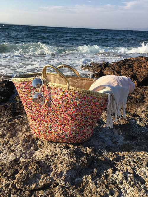 Sequins Palm Basket – Handmade Glam Basket with Gold or Silver Sequins