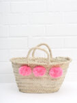 Mini Palm Baskets with Pompoms – Handmade Moroccan Storage or Gift Basket