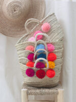 Mini Palm Baskets with Pompoms – Handmade Moroccan Storage or Gift Basket