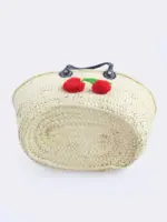 Raffia Cherry Shopper – Handmade Straw Tote with Cherry Embr