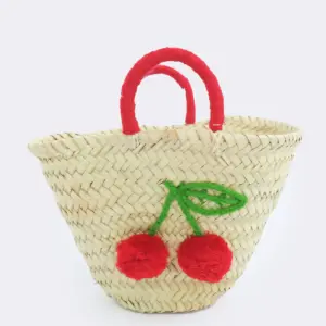 Petit Boho Cherry Raffia Bag – Handmade Mini Straw Tote