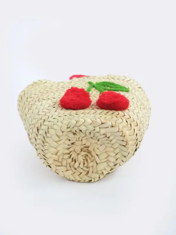 Petit Boho Cherry Raffia Bag – Handmade Mini Straw Tote