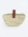 Raffia Crescent Shopper – Semi-Circle Palm Leaf Bag with Tan