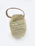 Raffia Crescent Shopper – Semi-Circle Palm Leaf Bag with Tan